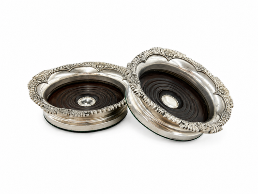 Antique Silver-Plated Wine Bottle Coaster