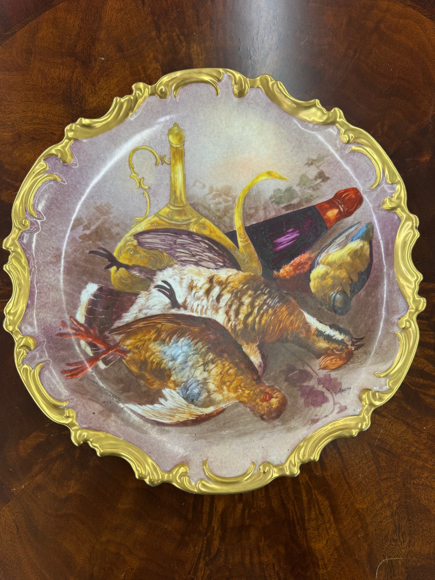 Antique Limoges France HandPainted Game Bird Charger Signed