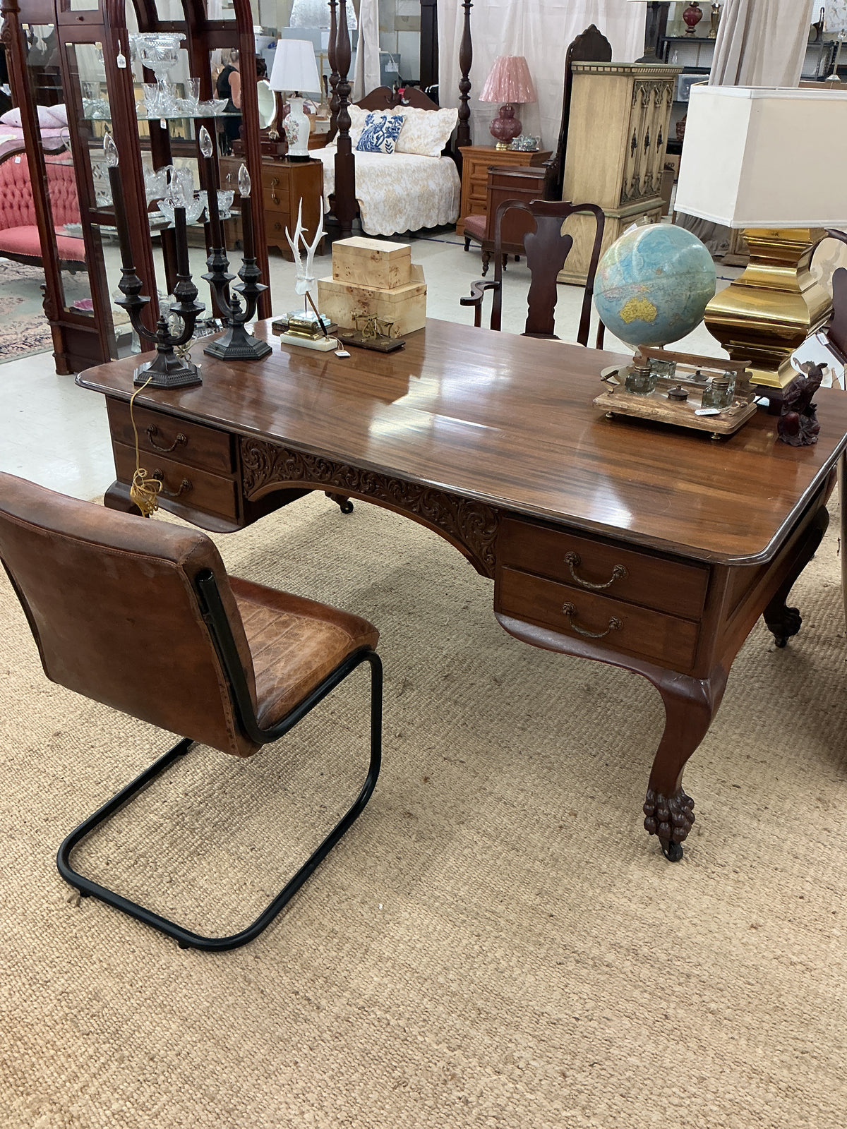 Antique Mahogany Chippendale Writing Desk