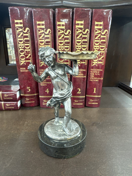 Vintage silvered cherub trinket stand