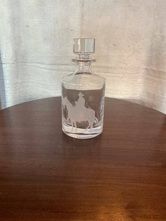 Etched Cowboy Decanter