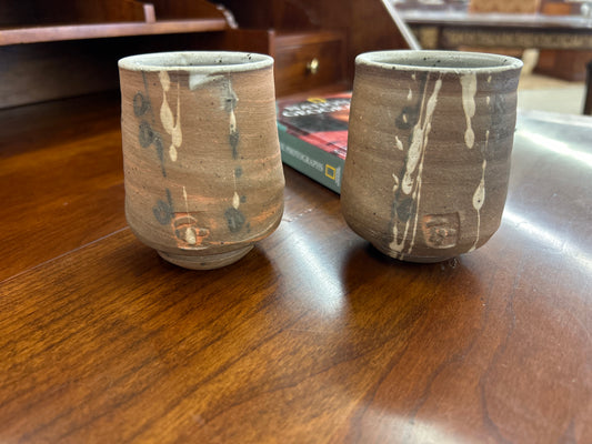 Pair of hand-thrown Kevin Crowe studio pottery cup