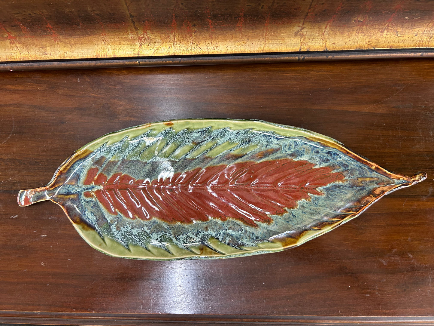 Signed Willie Seaborg Studio Pottery Leaf Platter
