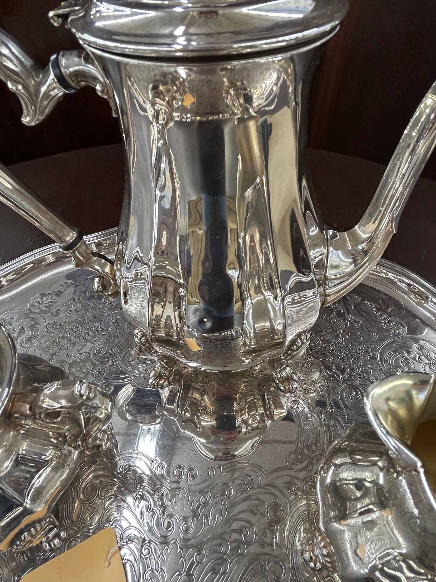 Vintage Oneida Silver Plate Tea Service with Footed Tray