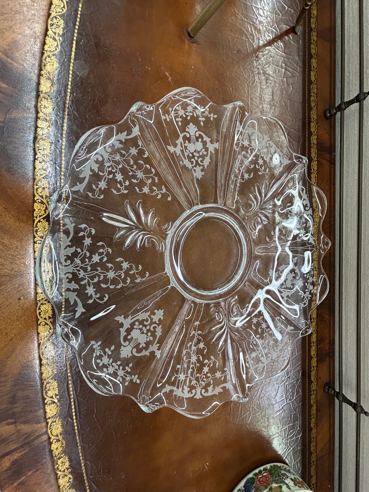 Beautiful vintage Fostoria ‘Rose’ etched crystal tray