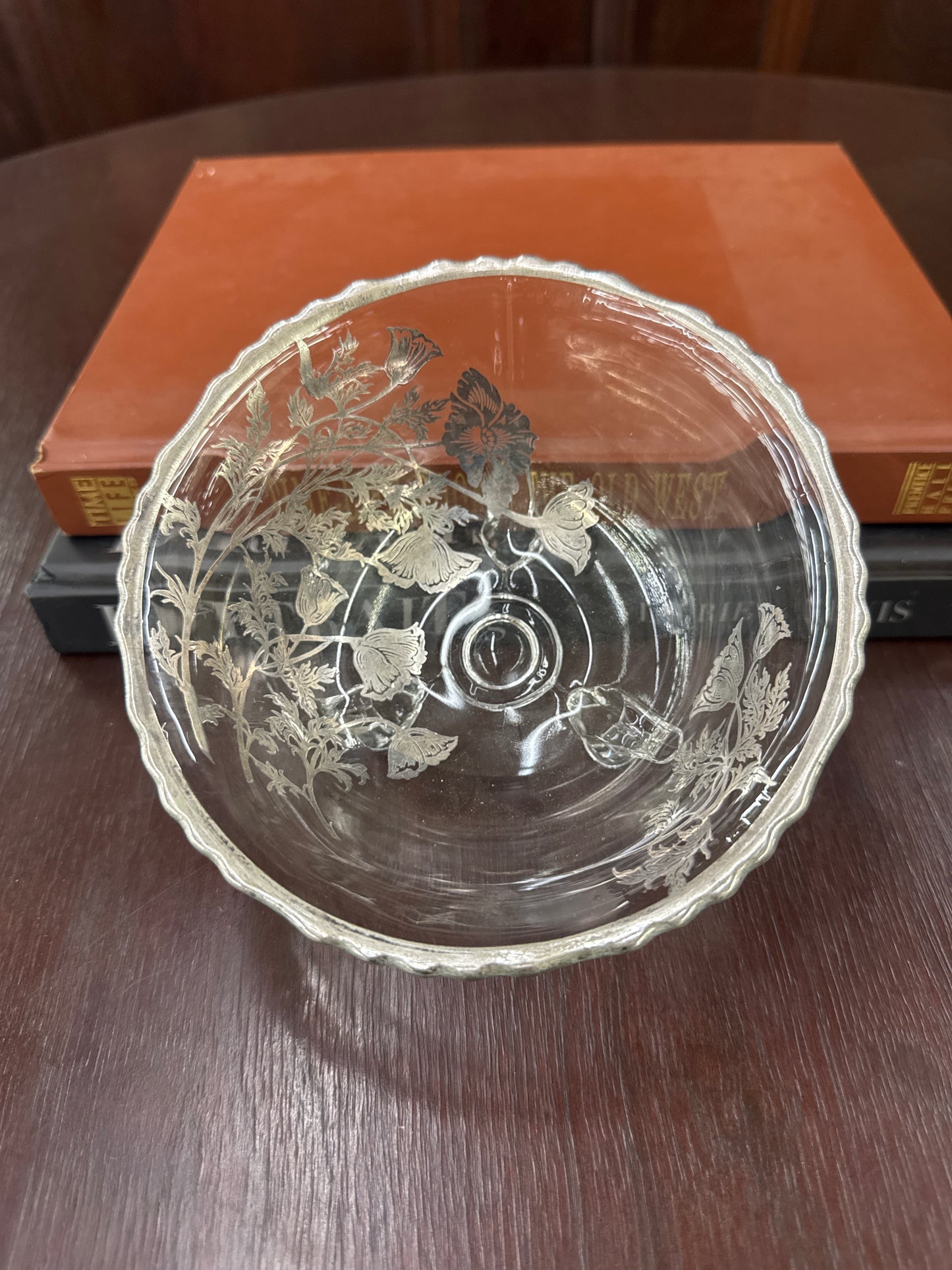 Vintage Sterling Overlay Footed Bowl