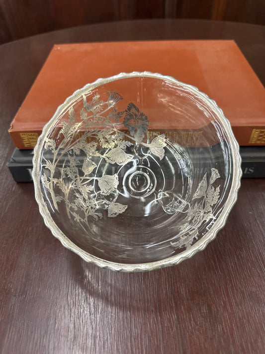 Vintage Sterling Overlay Footed Bowl