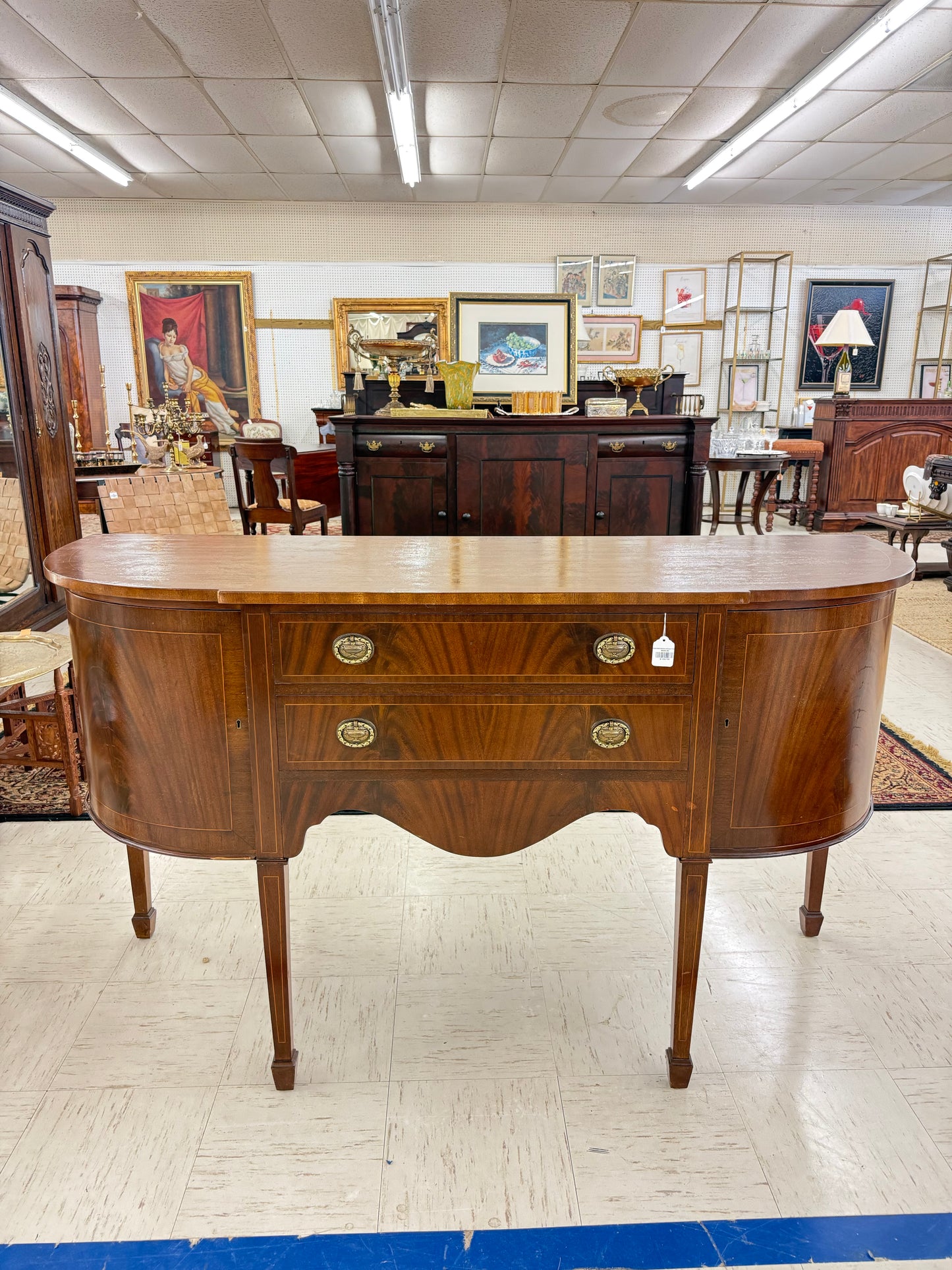 Federal Style Bowfront Mahogany Sideboard