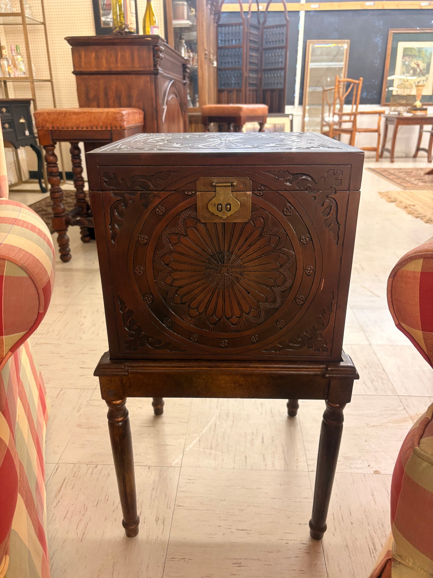 Vintage carved wooden cabinet stand