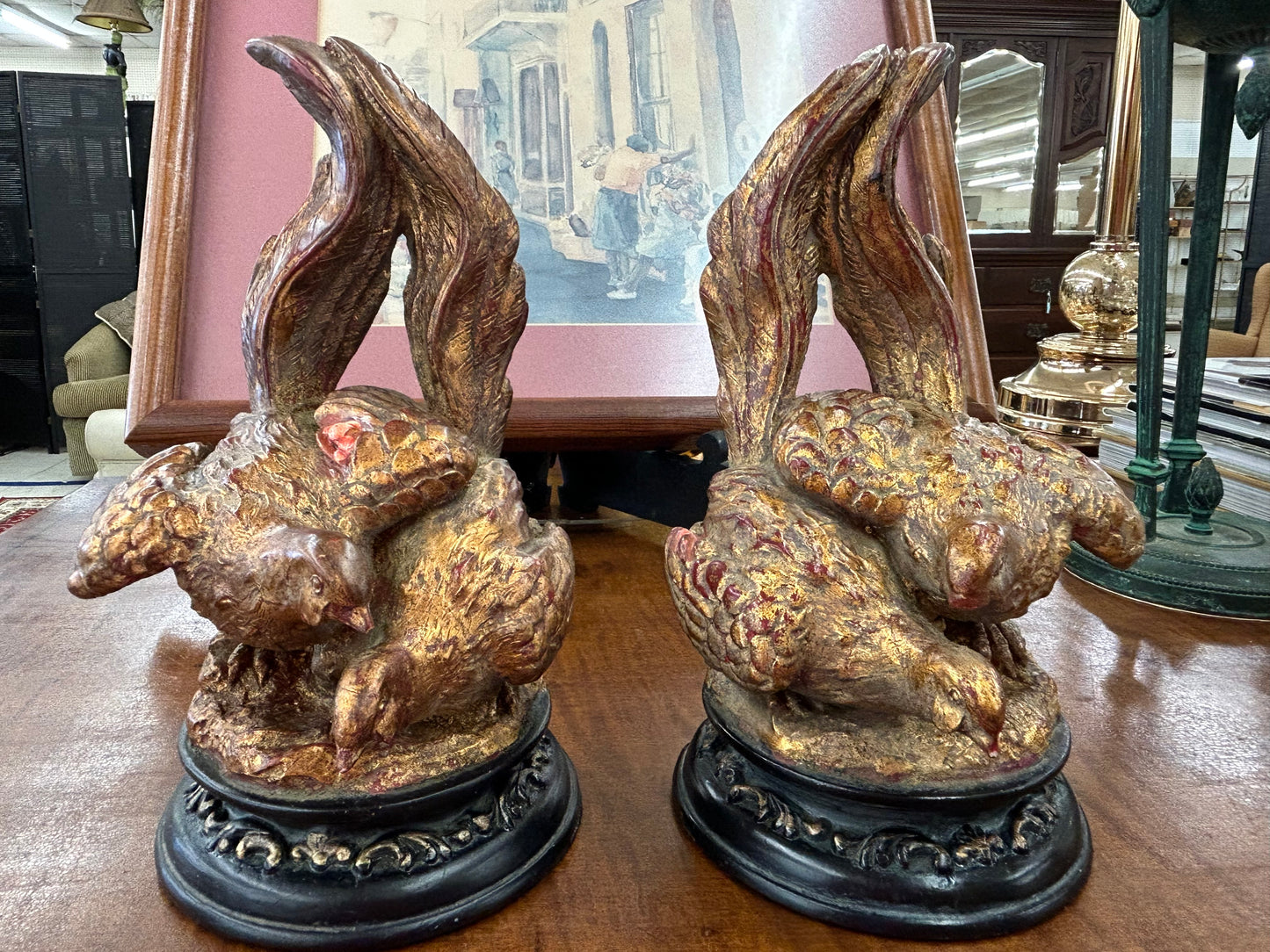 Vintage Style Gilt Pheasant Bookends – Pair
