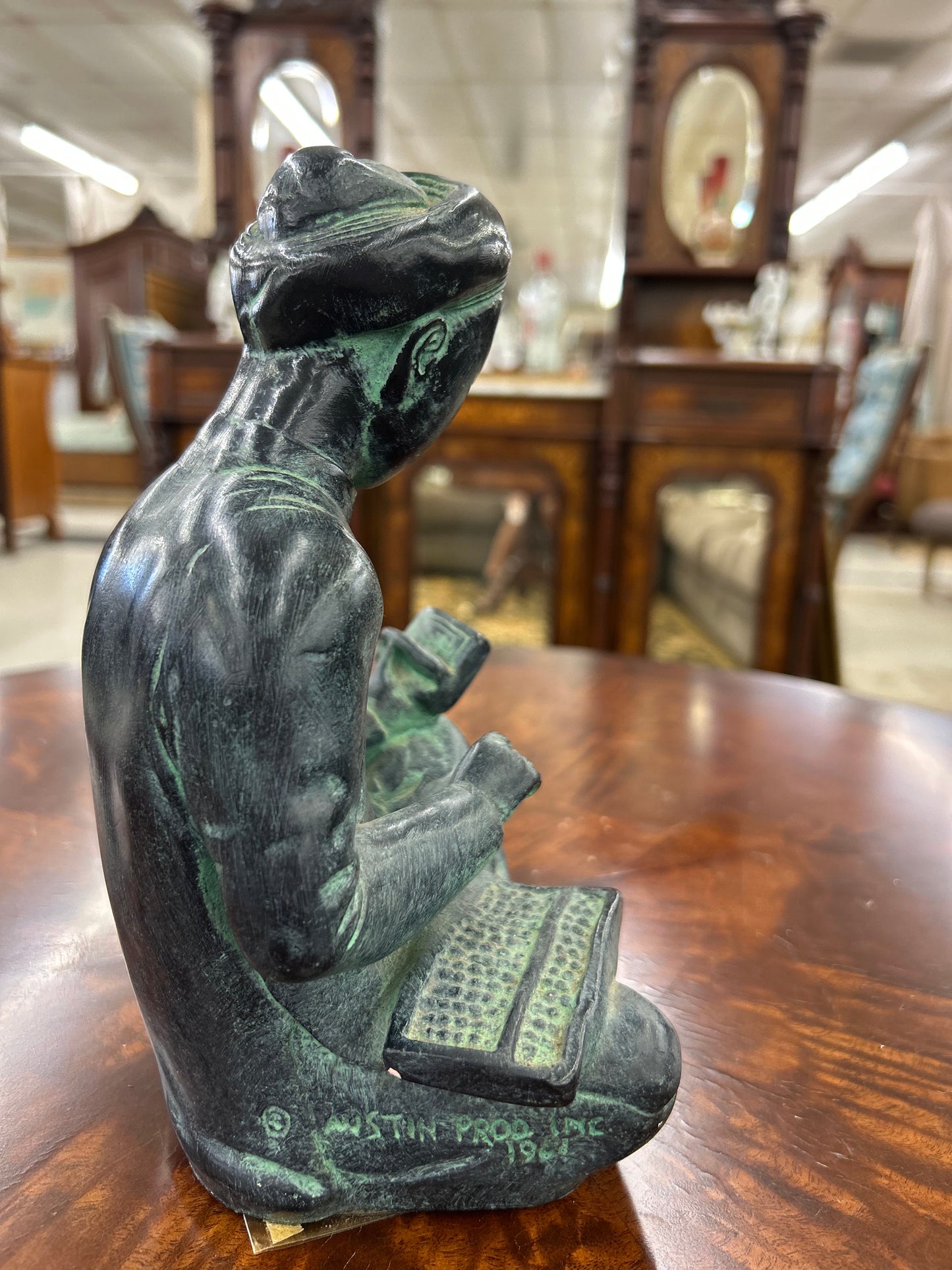 Vintage Austin Productions Seated Scholar Sculpture – 1961