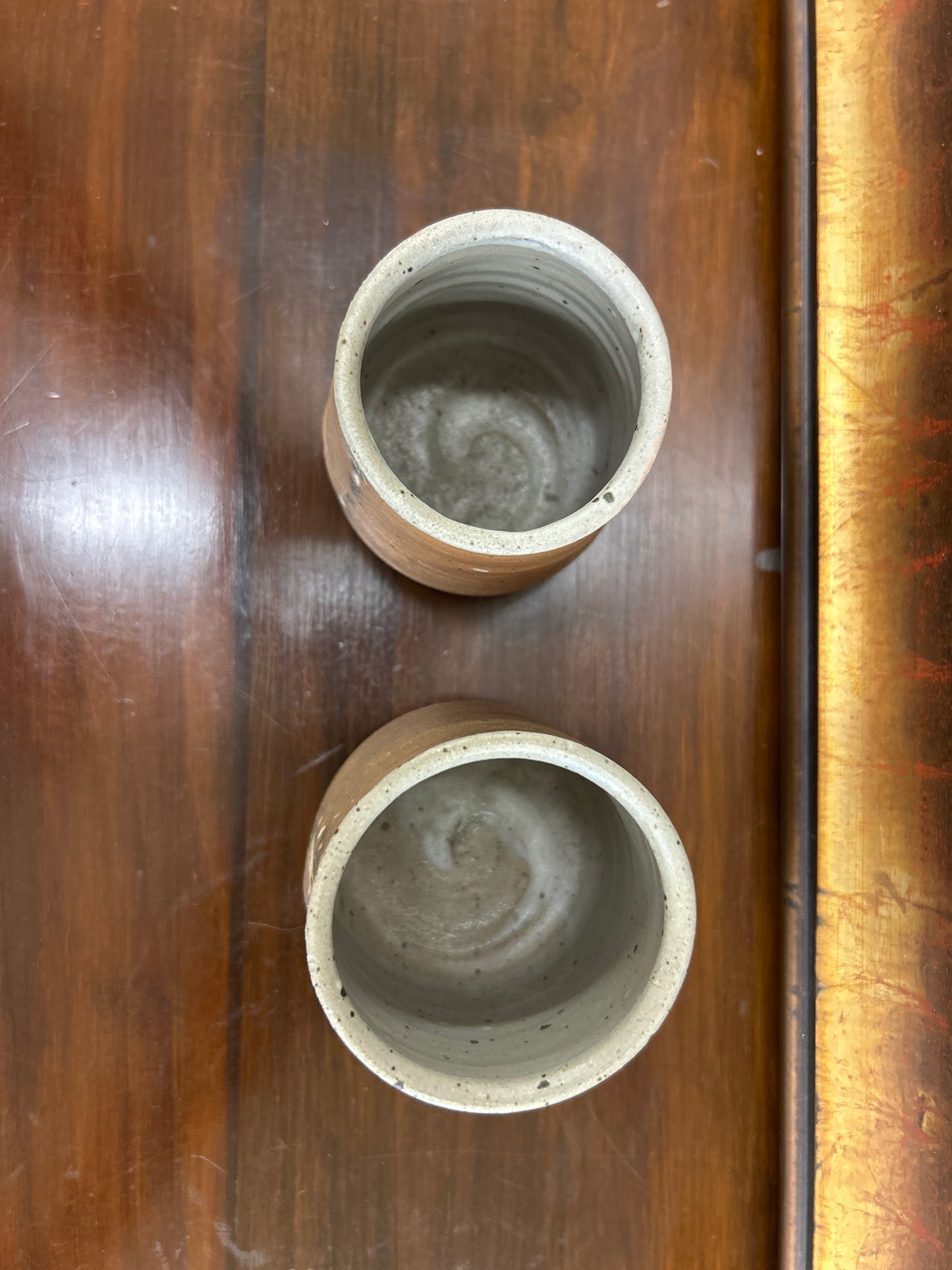 Pair of hand-thrown Kevin Crowe studio pottery cup