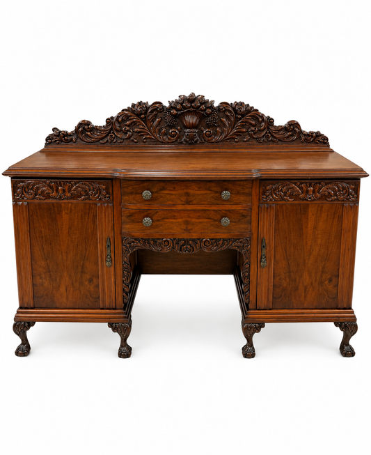Large Carved Walnut Sideboard/Buffet