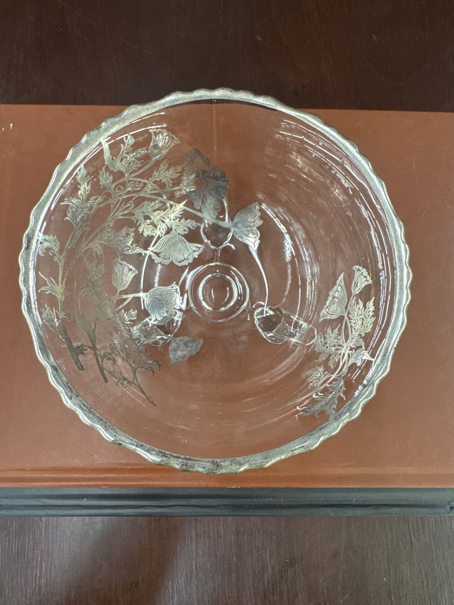 Vintage Sterling Overlay Footed Bowl