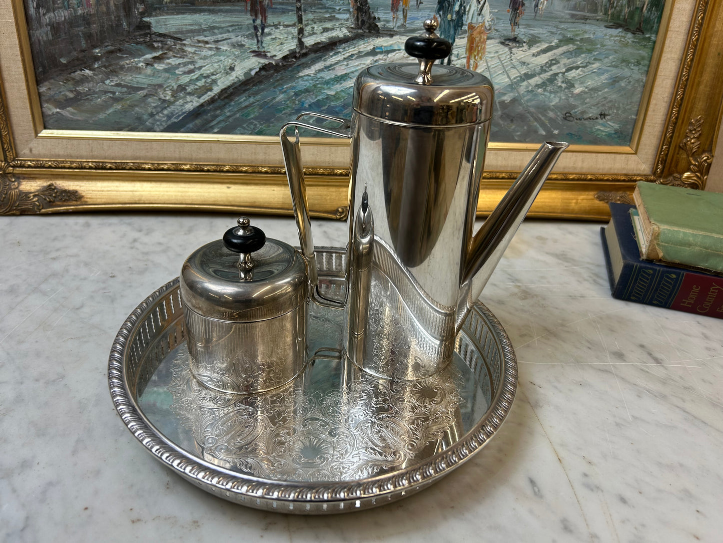 Vintage silverplate coffee and sugar service
