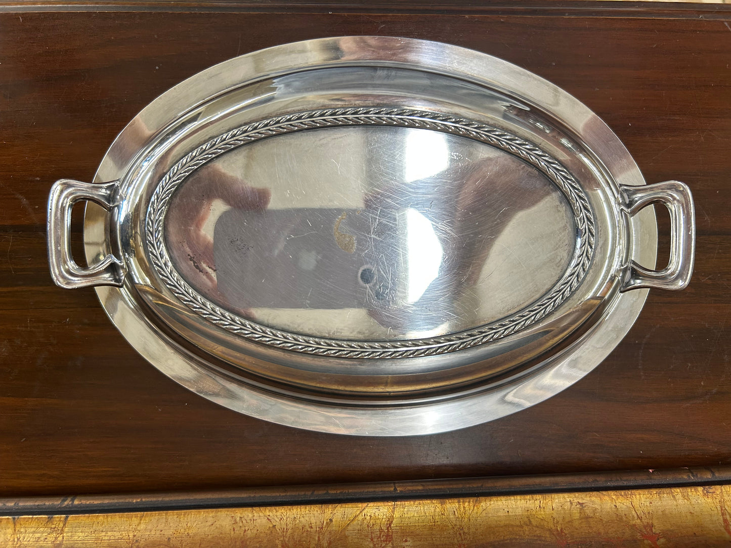 Vintage Silverplate Oval Serving Dish with Handles