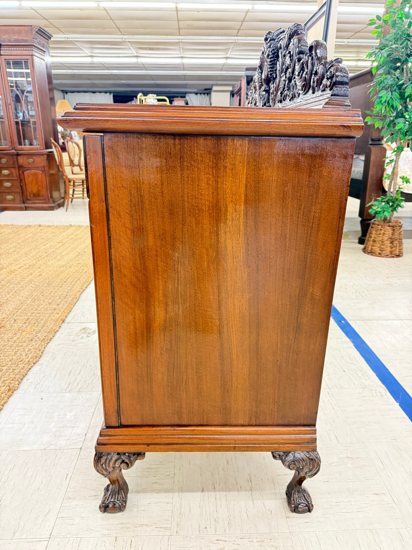 Large Carved Walnut Sideboard/Buffet
