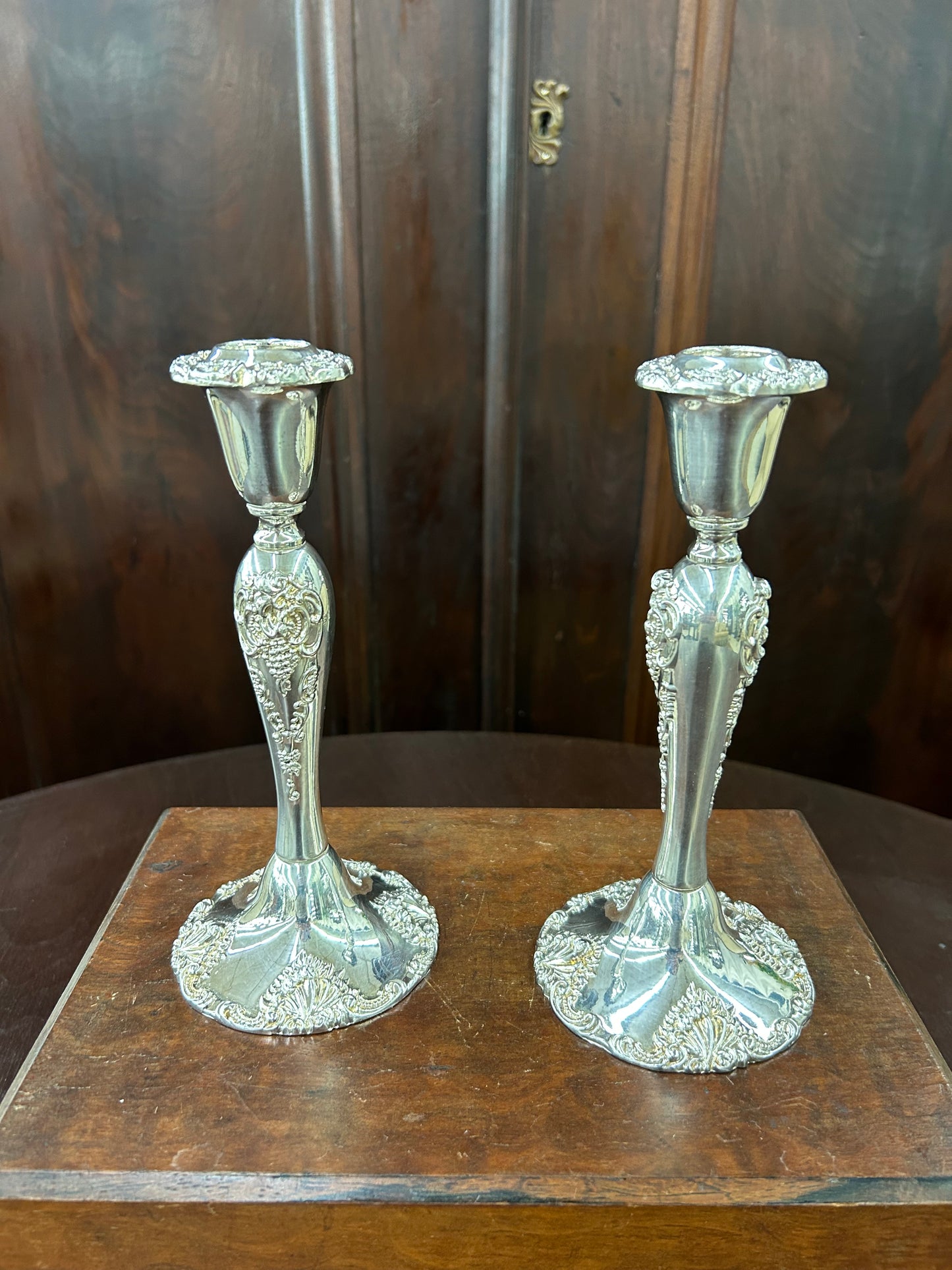 Vintage Godinger Silver-Plated Candlesticks, Pair