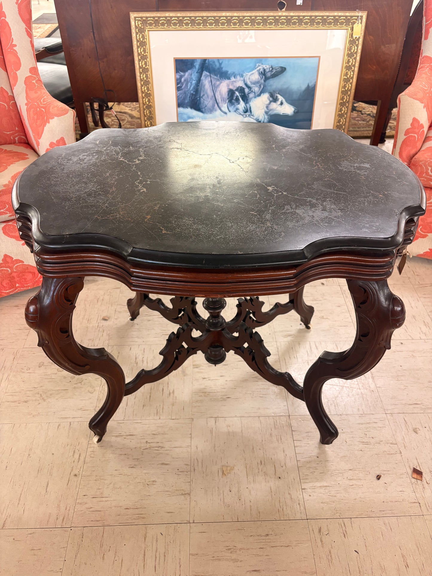 Black marble top table