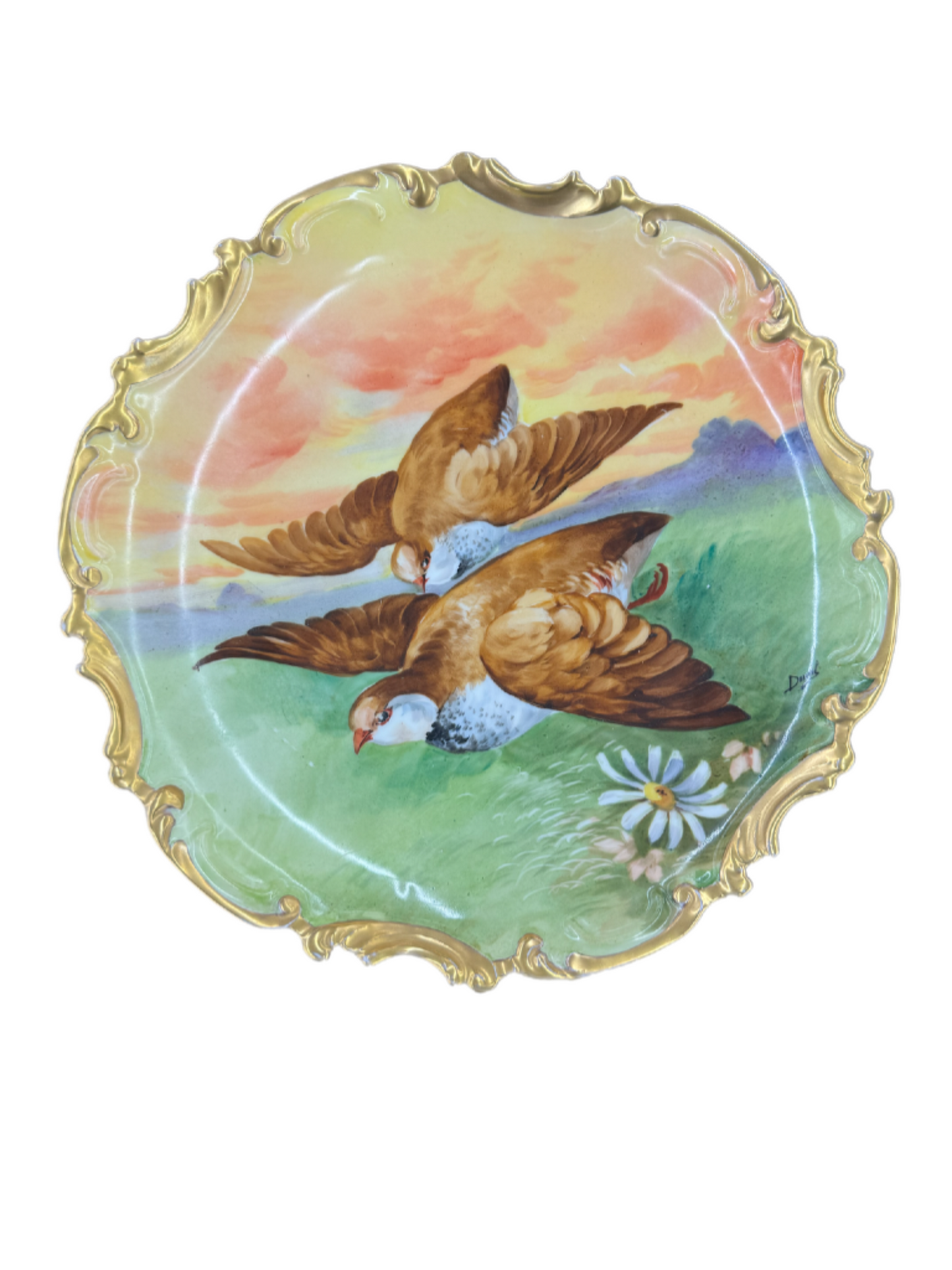 Antique Corone Limoges Hand-Painted Game Bird 13” Charger