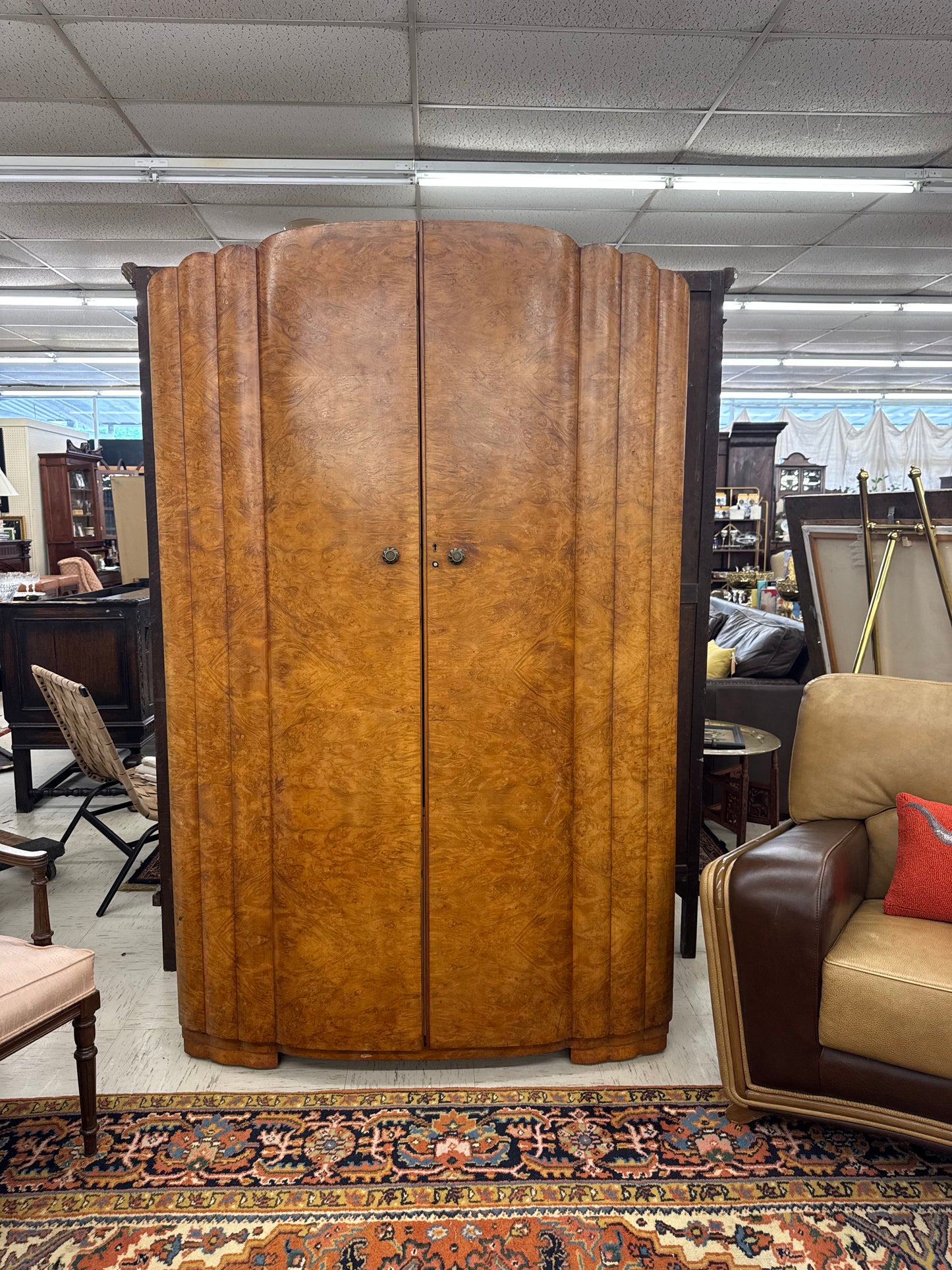 Art Deco Burl Walnut Armiore