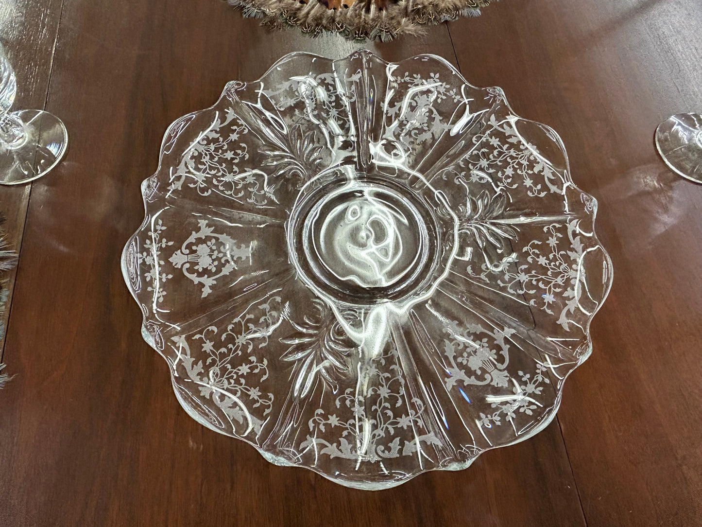 Beautiful vintage Fostoria ‘Rose’ etched crystal tray