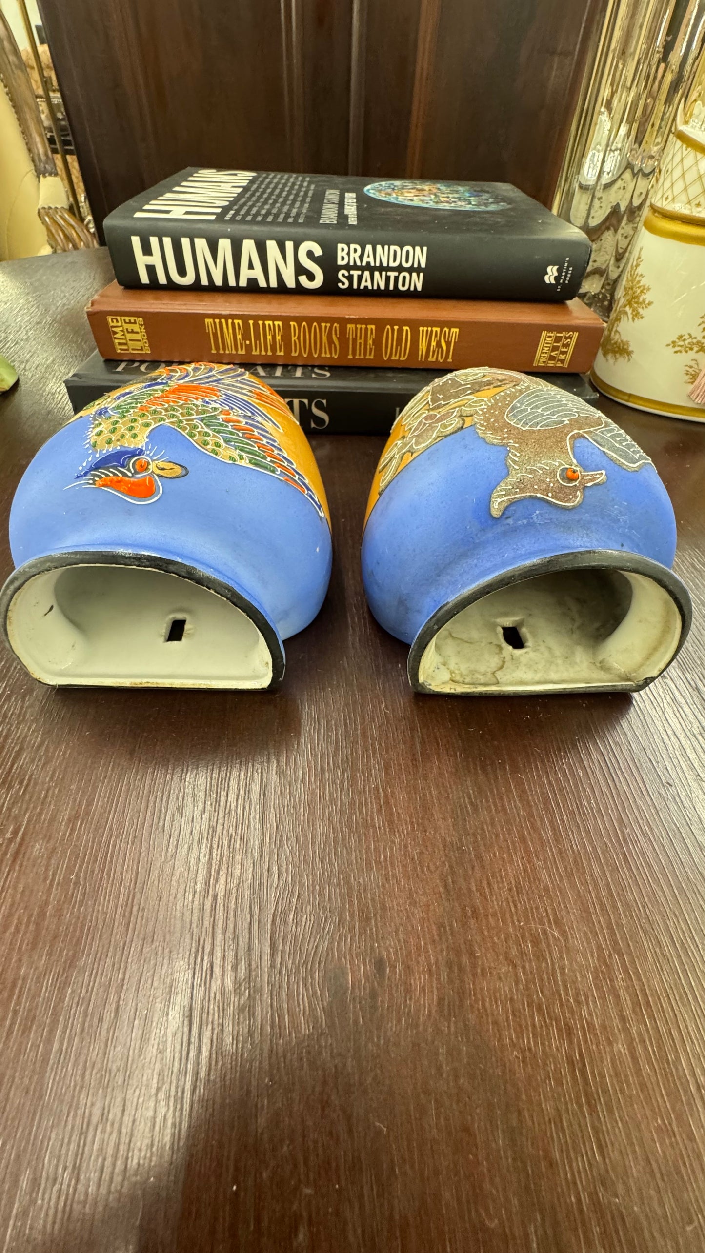 Vintage Japanese art pottery wall pockets