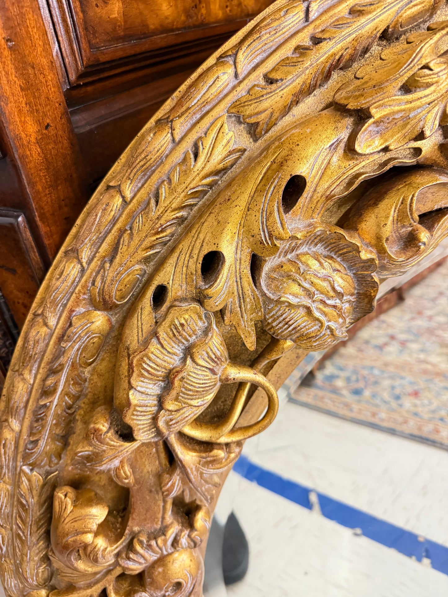 Maitland-Smith Carved Oval Wall Mirror