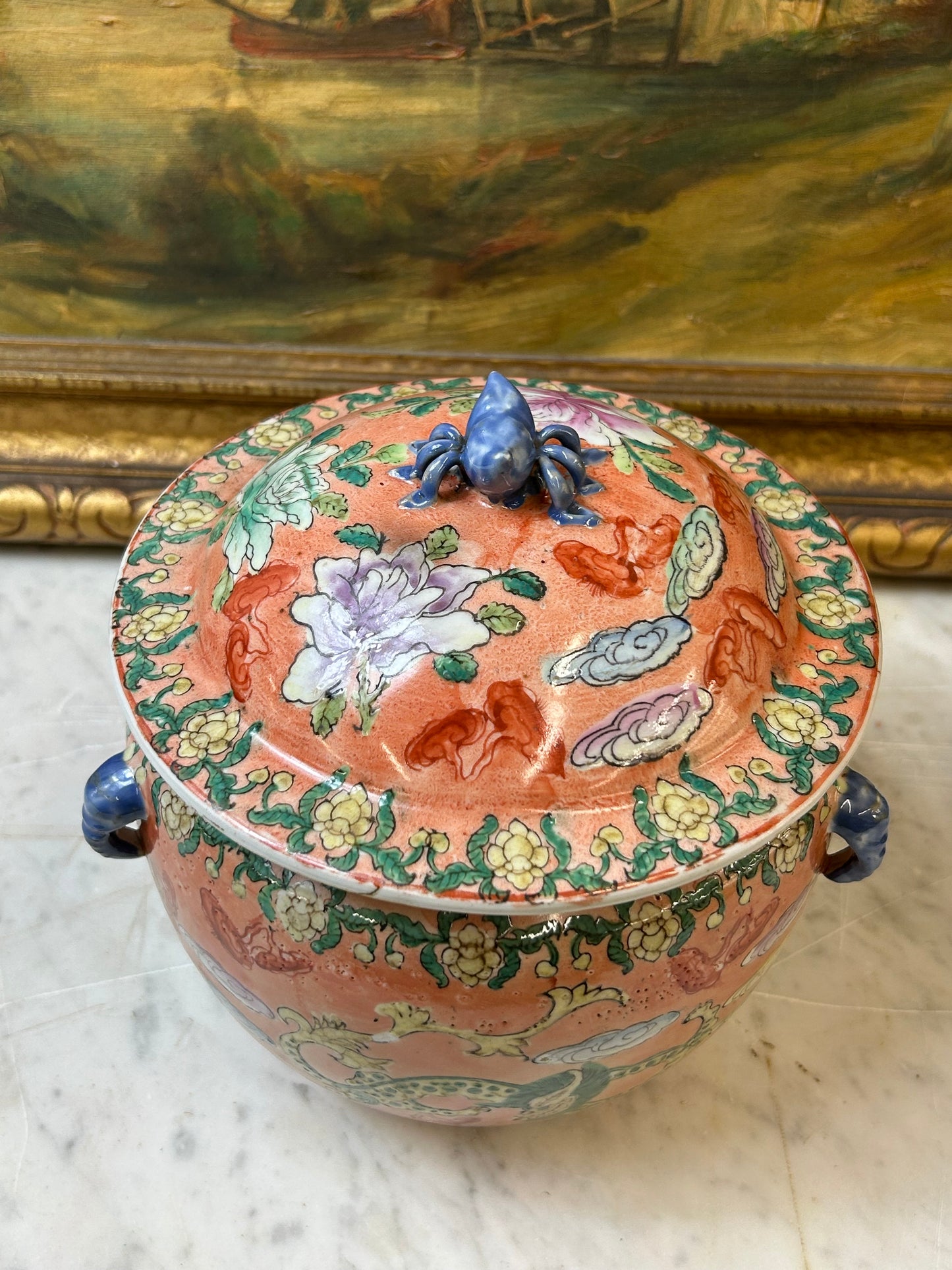Famille rose dragon ginger jar