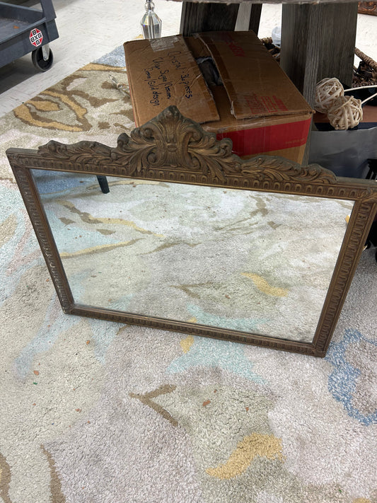 Vintage Rococo Style Wall Mirror with Ornate Crest