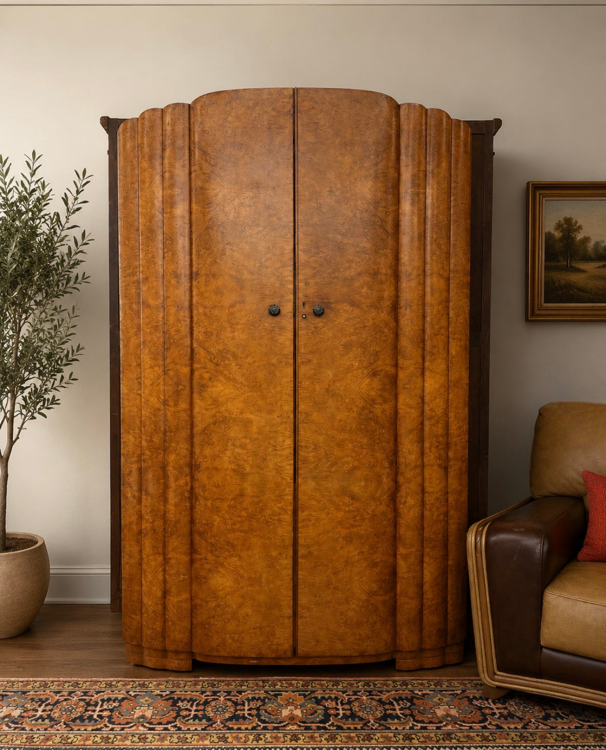 Art Deco Burl Walnut Armiore