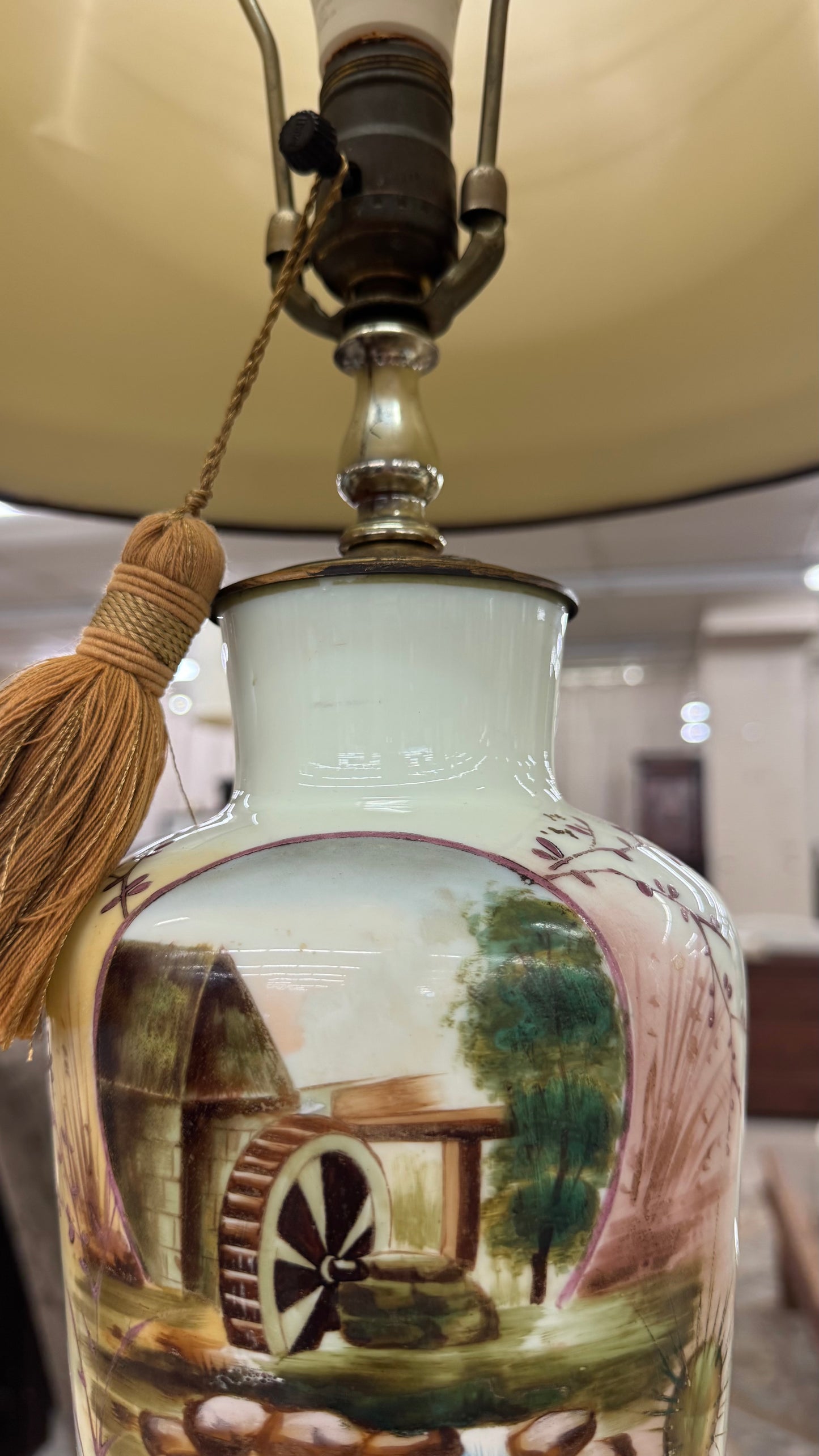 Vintage Pastoral Scene Lamp (Pair)