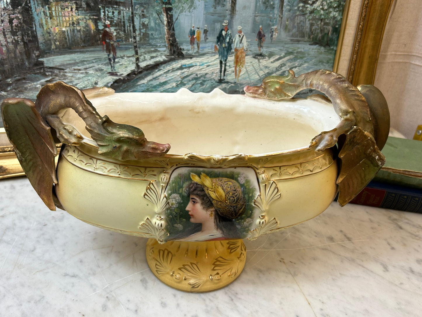 Exceptional antique Royal Wettina porcelain jardinière/centerpiece