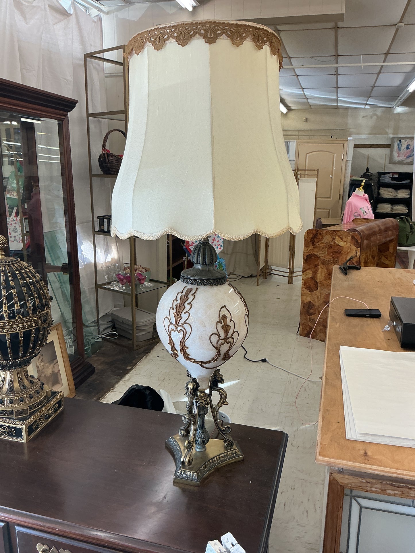 Opalescent Blown Glass Lamp