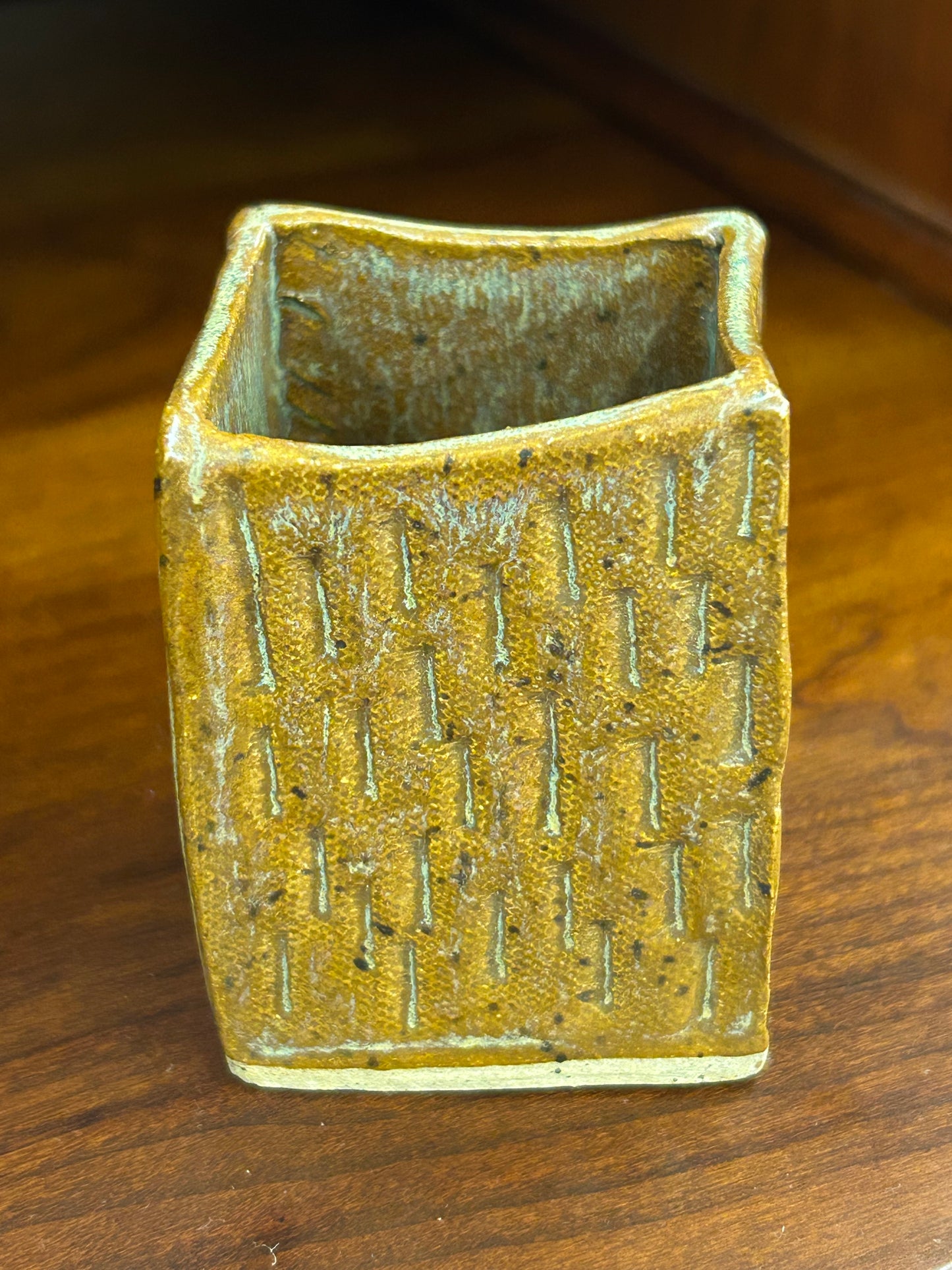 Signed McKinnell Studio Pottery Square Vessel (2.5”)