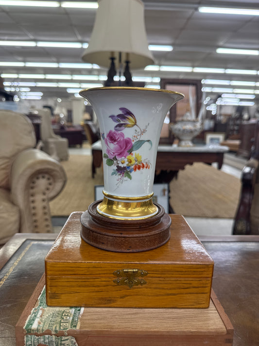 Antique Meissen Hand-Painted Floral Vase