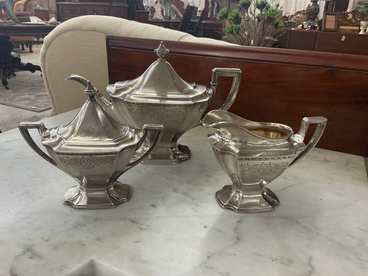 1914 Chippendale Silver Plate Tea Service