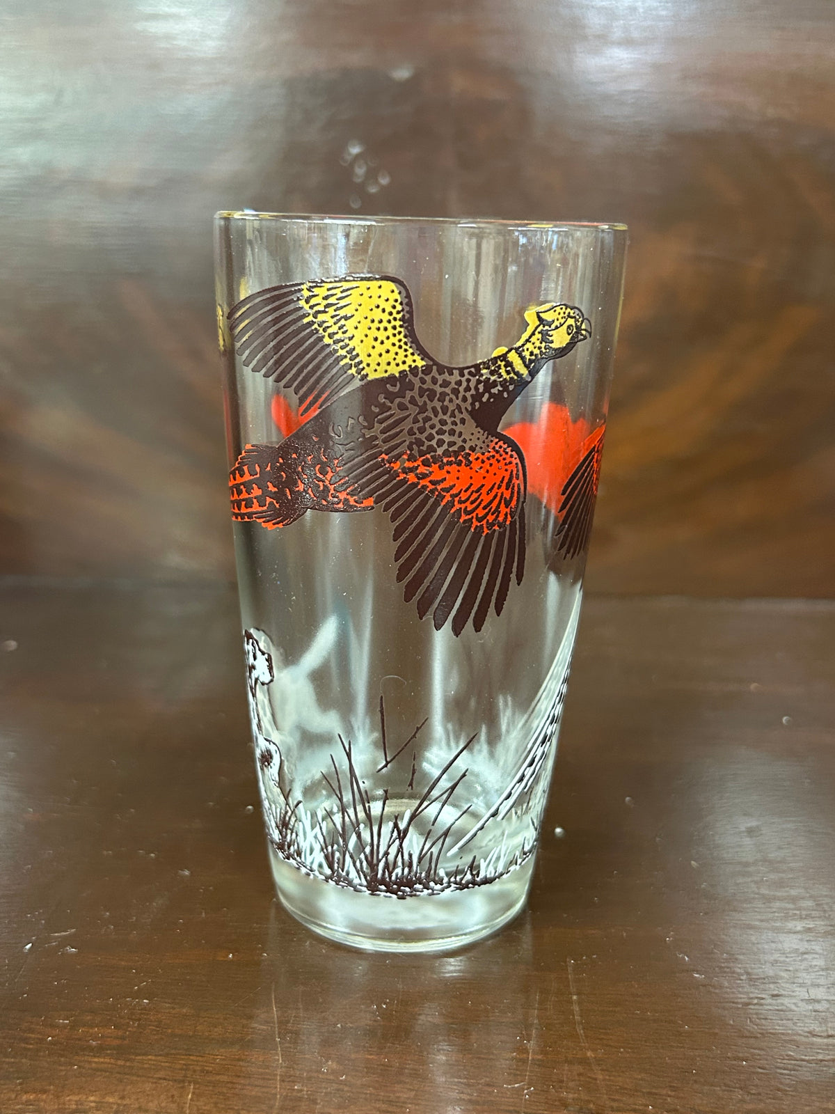Vintage Pheasant & Hunting Dog Highball Glass