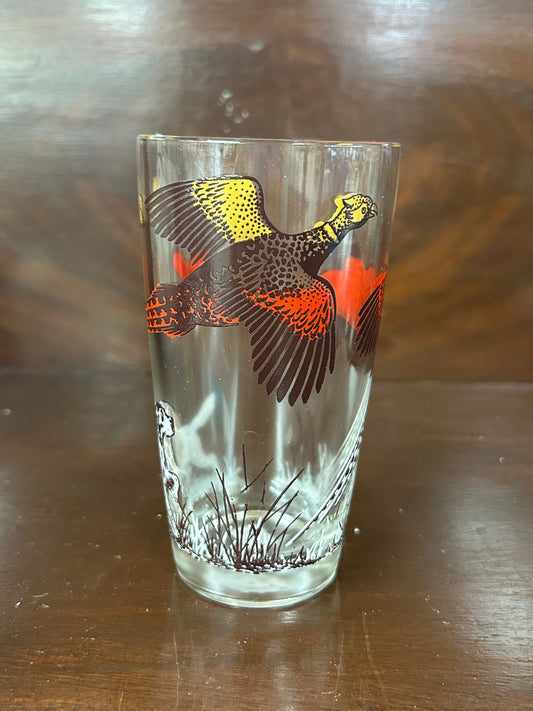 Vintage Pheasant & Hunting Dog Highball Glass