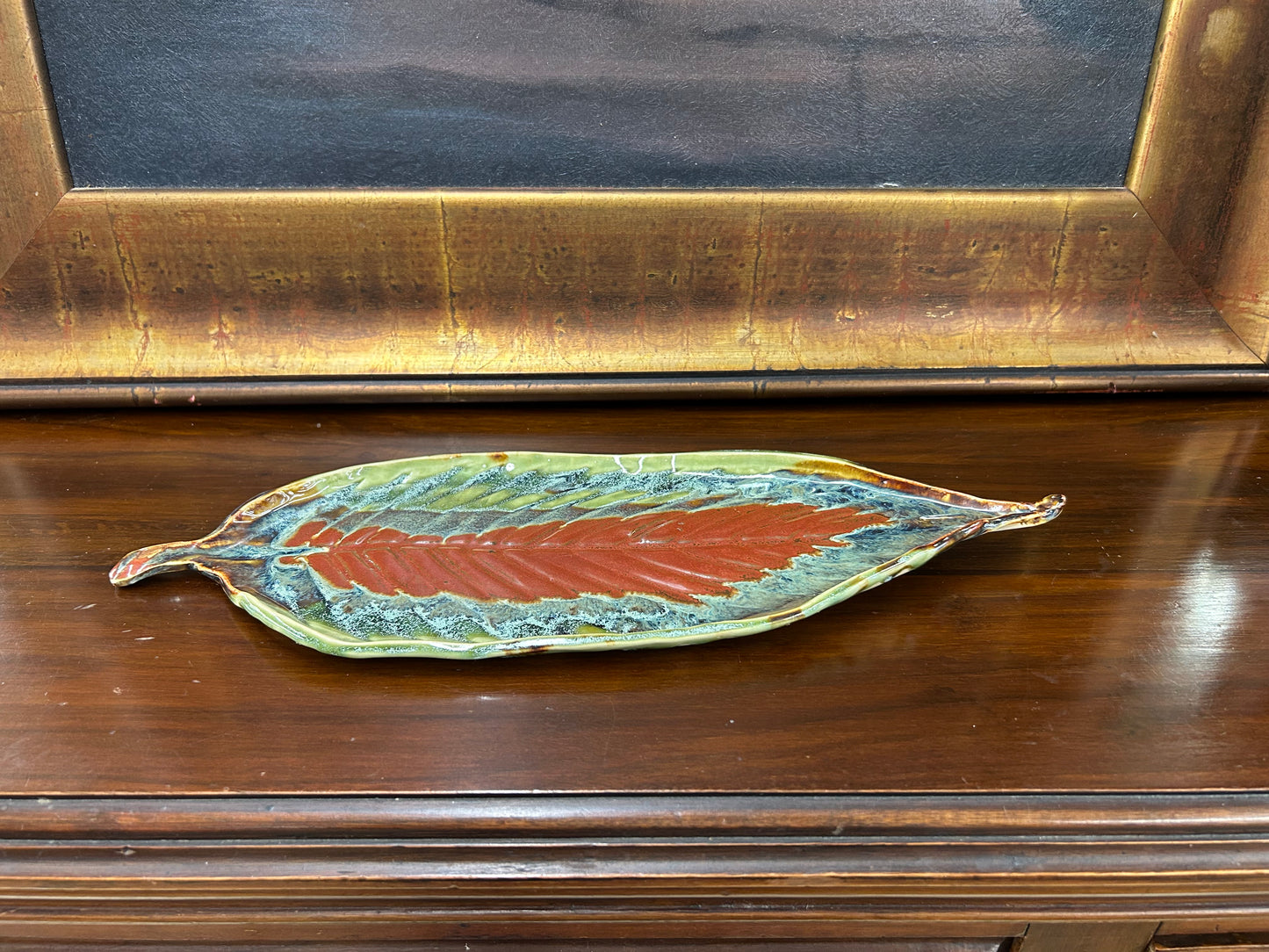 Signed Willie Seaborg Studio Pottery Leaf Platter