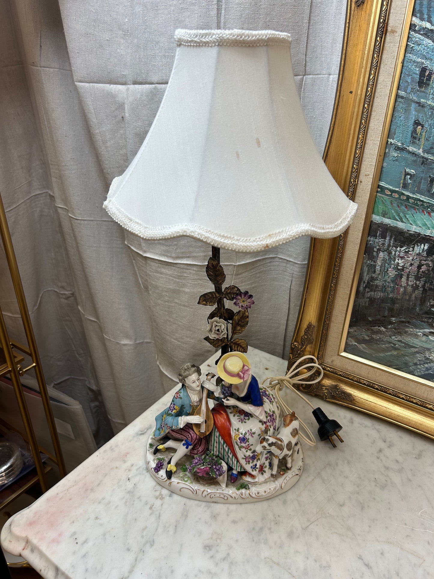 Vintage European Porcelain Figural Lamp
