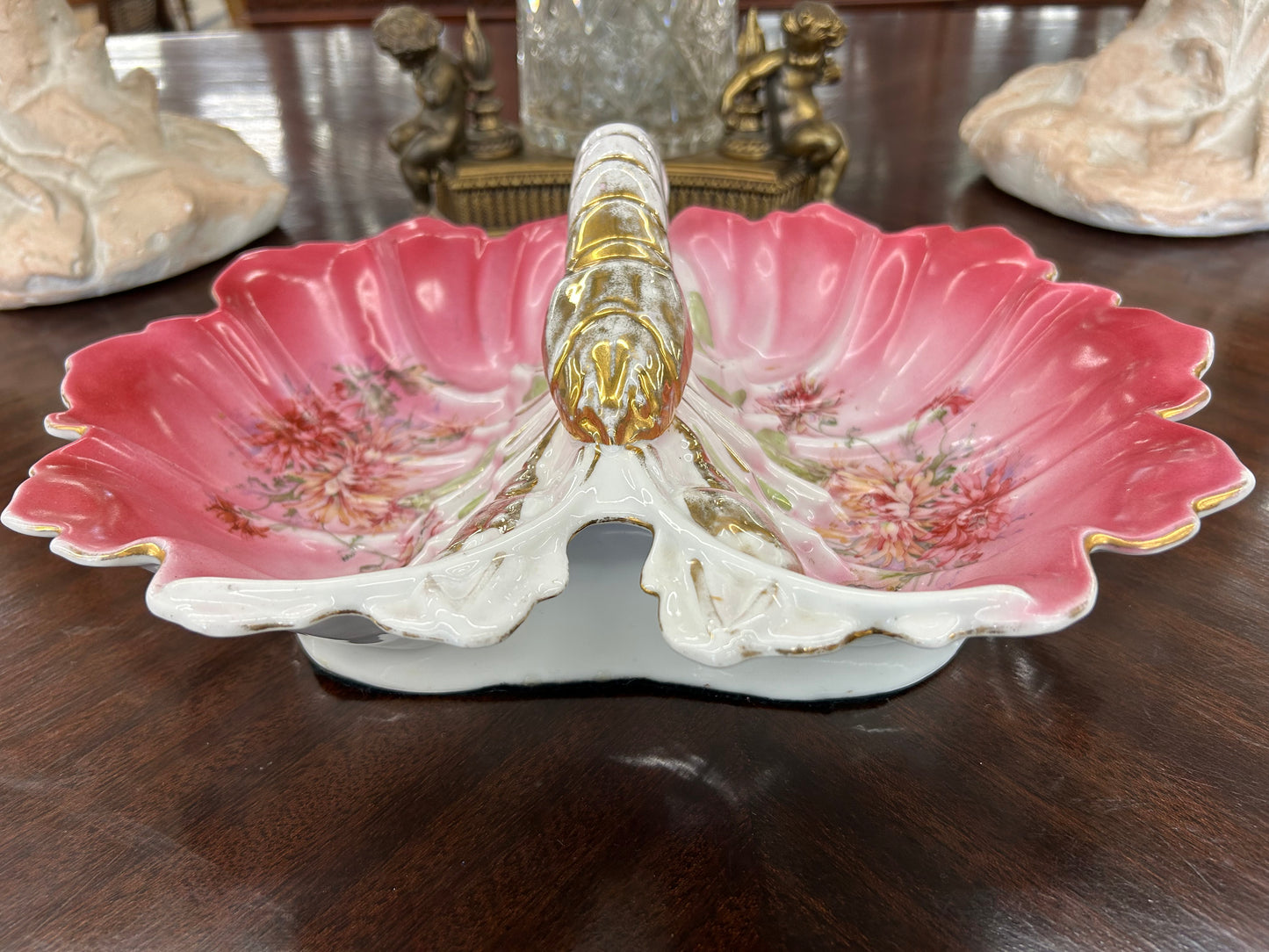 Vintage Hand-Painted Porcelain Lobster Divided Dish