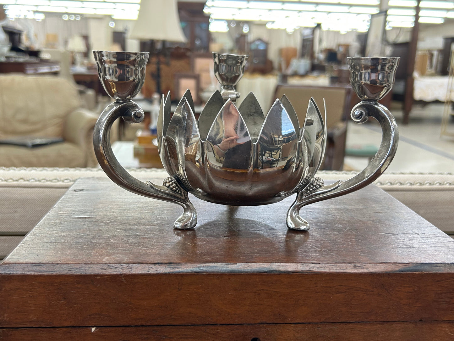 Vintage Silver Plate Lotus