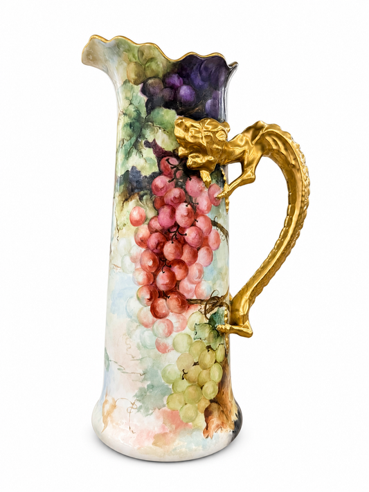Antique Hand-Painted Limoges Porcelain Dragon-Handled Tankard