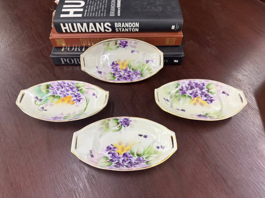 Vintage Hand-Painted Nippon Relish / Celery Dish Set (4 Pieces)