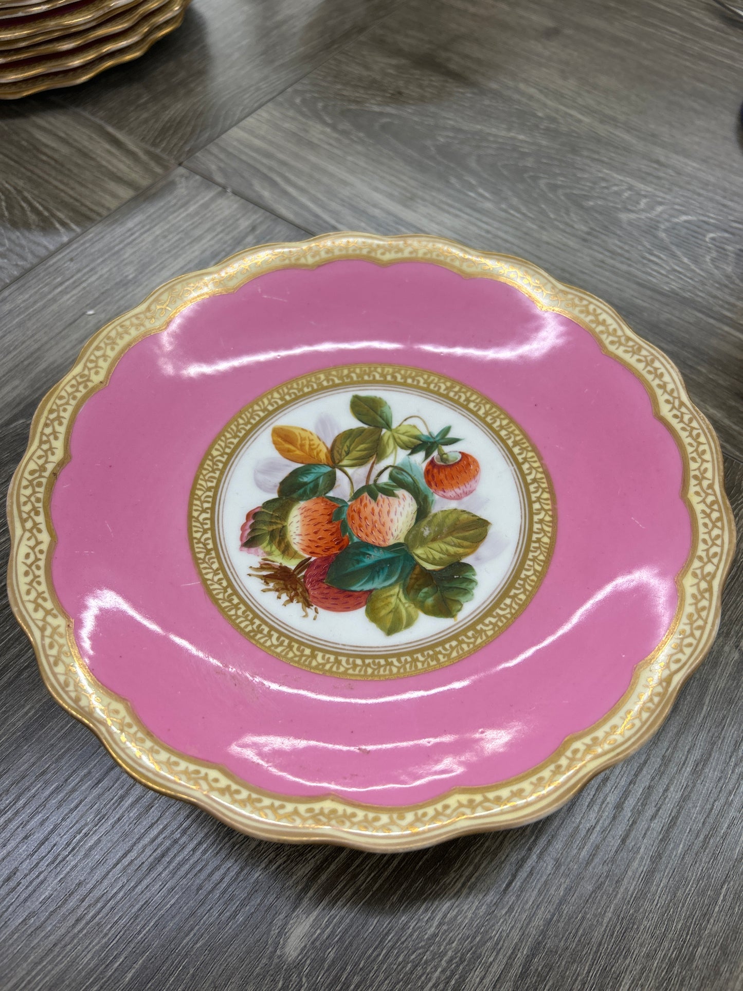Antique Pink Botanical Fruit cake plate