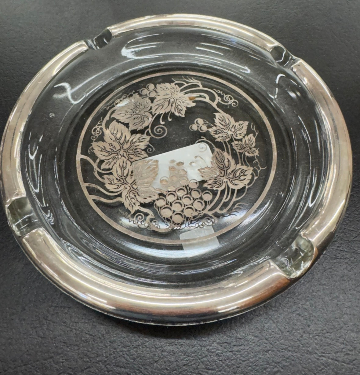 Vintage Ashtray with sterling Silver Overlay