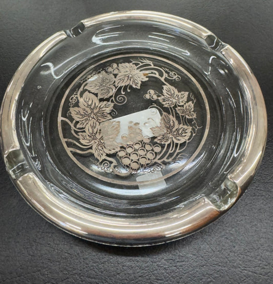 Vintage Ashtray with sterling Silver Overlay