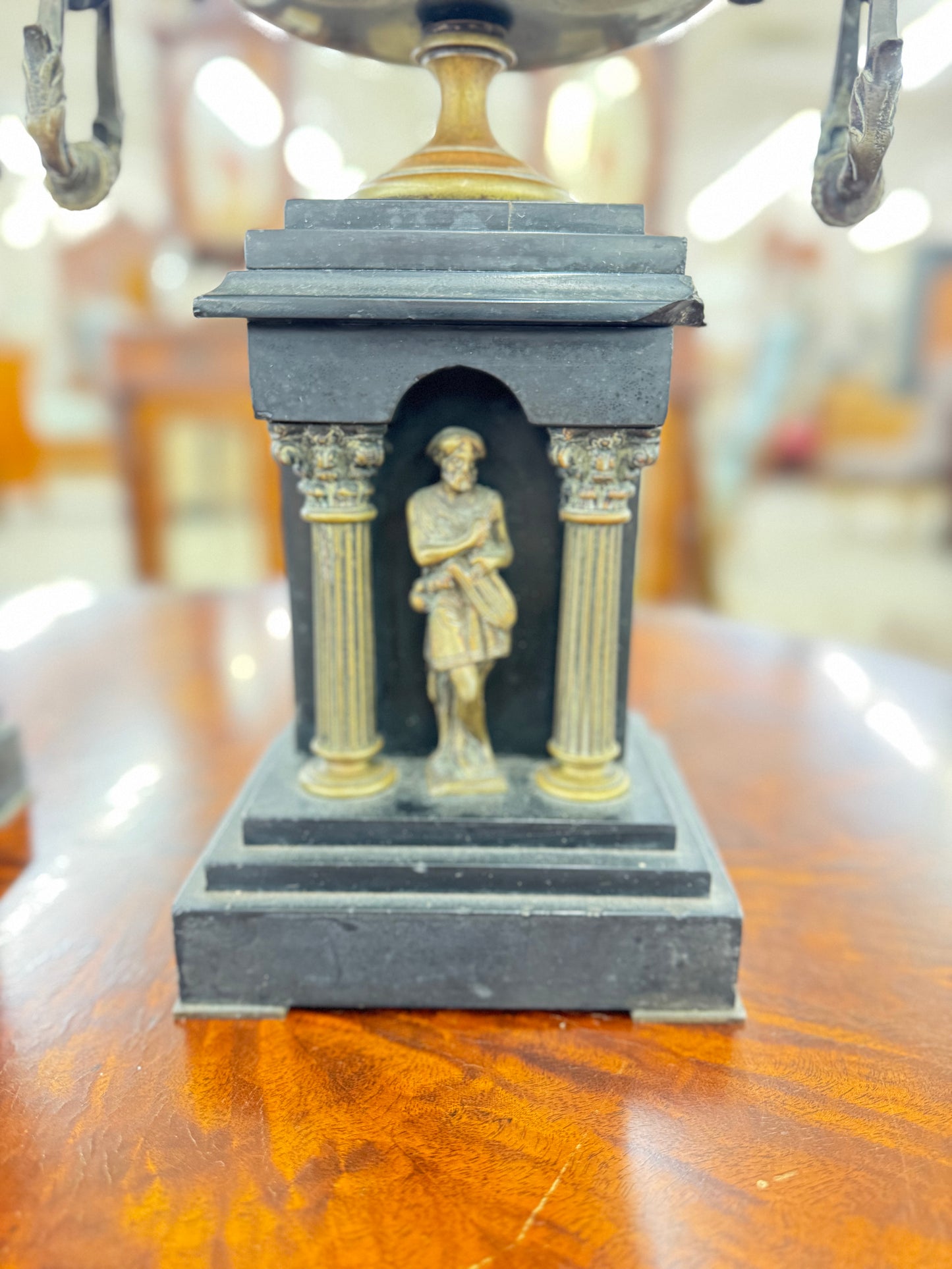 Pair of Grand Tour Neoclassical Bronze Amphora Urns on Marble Pedestals
