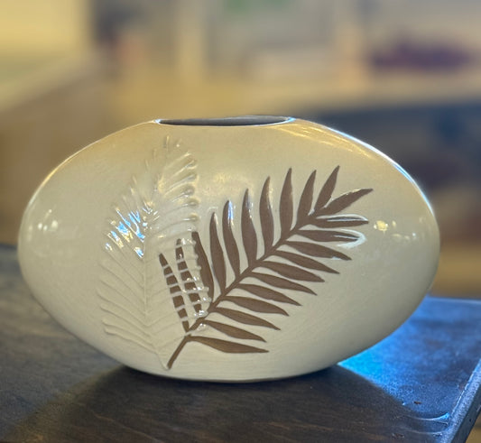 Modern Oval Flat Ceramic Vase